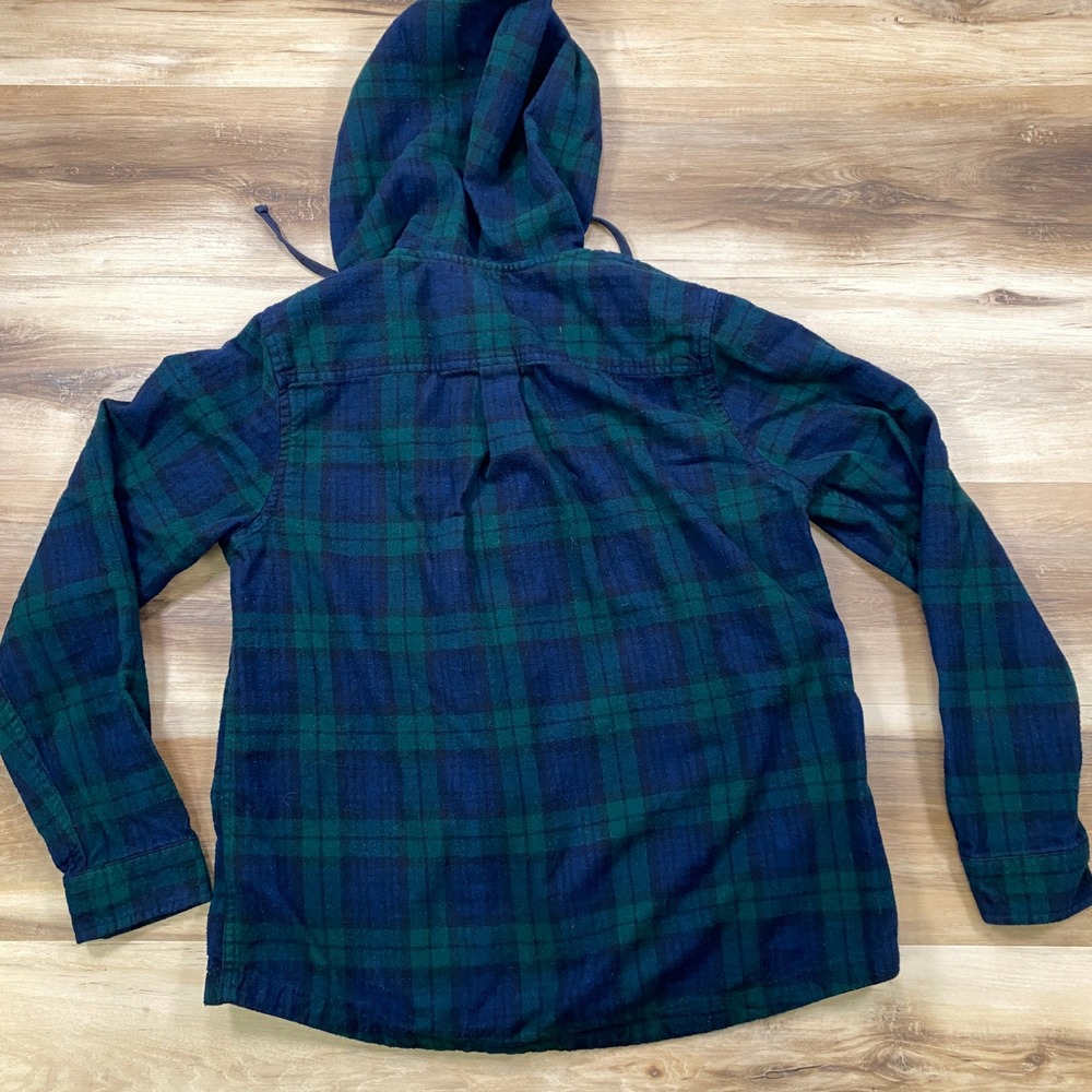 L.L. Bean Flannel Hoodie Womens Small Heritage Cotton Relaxed Fit Scotch Plaid - Picture 9 of 9